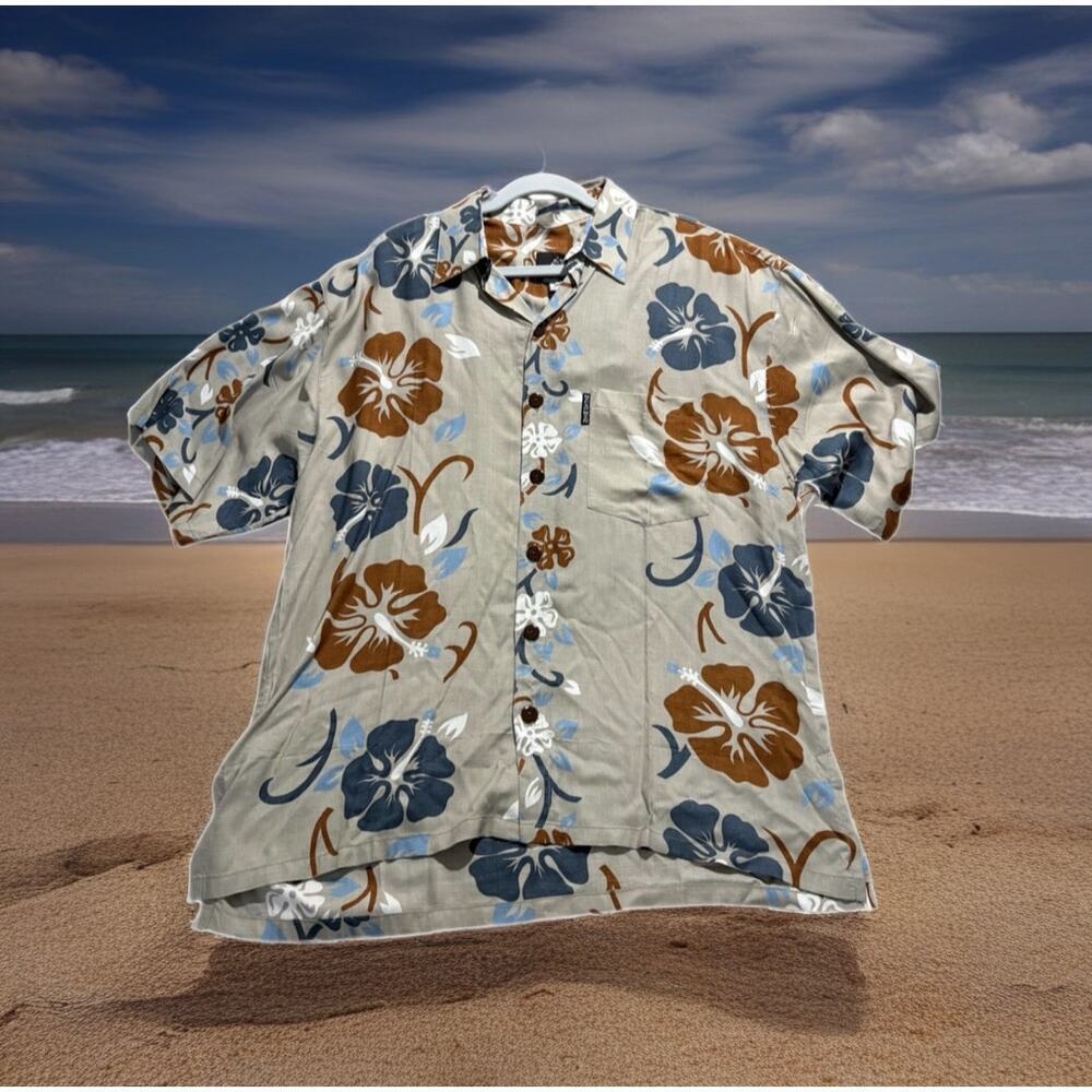 Hawaiian Shirt By Mango Moon Men’s Large Aloha NWT Floral Hibiscus Vacation